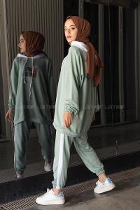 Modalamelif Önü Yazı Baskılı Garnili İkili Takım Çağla