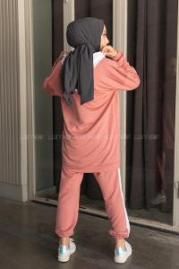 Modalamelif Önü Yazı Baskılı Garnili İkili Takım Pudra