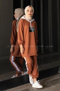 Modalamelif Önü Yazı Baskılı Garnili İkili Takım Taba