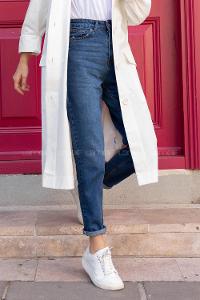 Lamelif Boru Paça Mom Jean Koyu Mavi