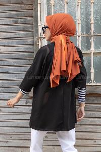 Modalamelif Kol Çizgili Sweatshirt Siyah