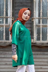 Modalamelif Kol Çizgili Sweatshirt Yeşil