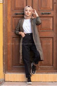 Modalamelif Kol Fermuarlı Astarlı Yağmurluk Haki