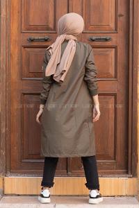 Modalamelif Kol Fermuarlı Astarlı Yağmurluk Haki