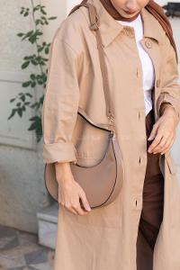 Modalamelif Yarım Ay Model Çapraz Çanta Vizonrengi