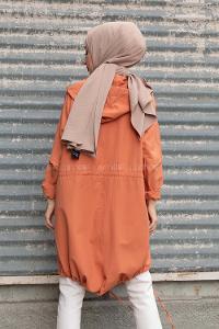 Modalamelif Önü Çıtçıt Düğmeli Kuşgözlü Trenç Kiremit