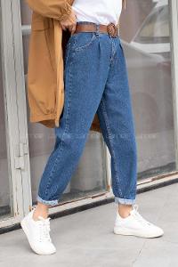 Modalamelif Paça Pensli Kot Pantolon Mavi