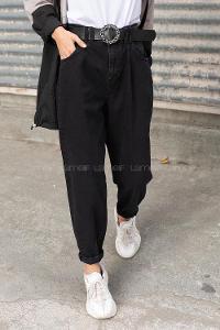 Modalamelif Paça Pensli Kot Pantolon Siyah