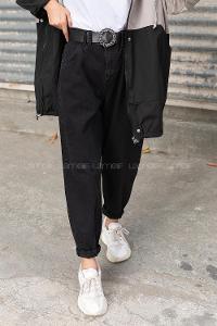 Modalamelif Paça Pensli Kot Pantolon Siyah