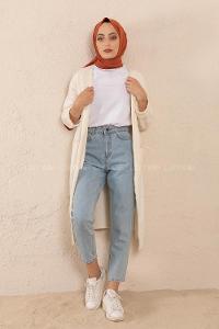 Modalamelif Cepli İnce Fitilli Hırka Ekru