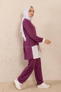 Modalamelif Etek Garnili İkili Takım Mor