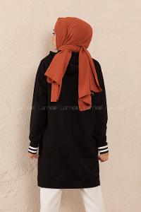 Modalamelif Greather Yazı Baskılı Sweat Tunik Siyah