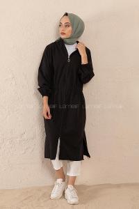 Modalamelif Hakim Yaka Bel Yarım Lastik Kap Siyah