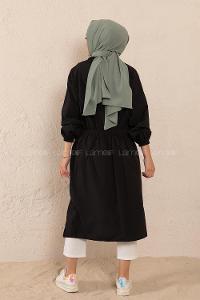 Modalamelif Hakim Yaka Bel Yarım Lastik Kap Siyah