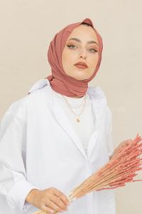 Modalamelif Koyu Mercan Krinkıl Medine İpeği Şal