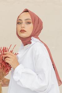 Modalamelif Koyu Mercan Krinkıl Medine İpeği Şal