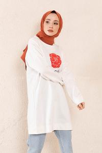 Modalamelif Coco Baskılı Sweatshirt Beyaz