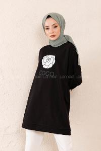 Modalamelif Coco Baskılı Sweatshirt Siyah