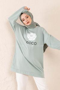 Modalamelif Coco Baskılı Sweatshirt Su Yeşili