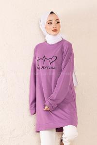 Modalamelif Hope Love Baskılı Sweatshirt Lila
