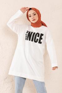 Modalamelif Just Be Nice Sweatshirt Beyaz