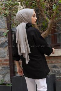 Modalamelif Arma Baskılı Kapşonlu Tunik Siyah