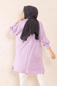 Modalamelif Balon Kol Love Tunik Lila