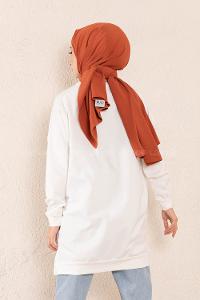 Modalamelif Craft Yazı Baskılı Sweatshirt Beyaz