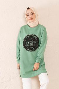 Modalamelif Craft Yazı Baskılı Sweatshirt Çağla