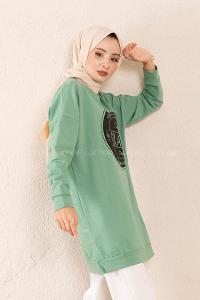 Modalamelif Craft Yazı Baskılı Sweatshirt Çağla