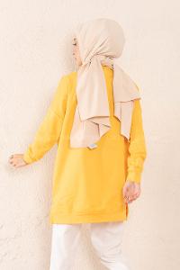 Modalamelif Craft Yazı Baskılı Sweatshirt Hardal Sarısı