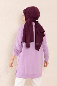 Modalamelif Craft Yazı Baskılı Sweatshirt Lila