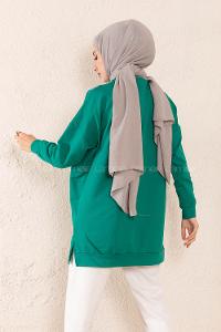 Modalamelif Craft Yazı Baskılı Sweatshirt Yeşil