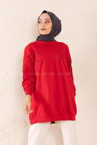 Modalamelif Kol Dantel Detaylı Sweatshirt Kırmızı