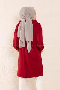 Modalamelif Gizli Cepli Fermuarlı Hırka Bordo