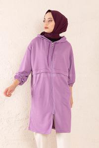 Modalamelif Gizli Cepli Fermuarlı Hırka Lila