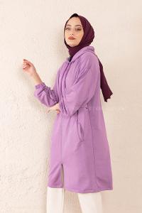 Modalamelif Gizli Cepli Fermuarlı Hırka Lila