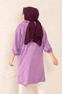 Modalamelif Gizli Cepli Fermuarlı Hırka Lila