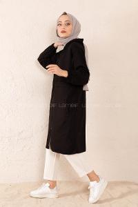 Modalamelif Gizli Cepli Fermuarlı Hırka Siyah