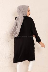 Modalamelif Gizli Cepli Fermuarlı Hırka Siyah