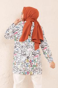 Modalamelif Kapşonlu Back To School Sweatshirt Ekru