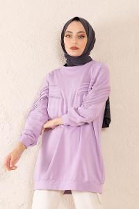 Modalamelif Kol Dantel Detaylı Sweatshirt Lila