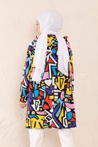 Modalamelif Pop-Art Baskılı Tunik Siyah