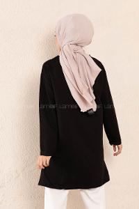 Modalamelif Düşük Kol More Baskılı Tunik Siyah