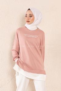 Modalamelif Etek Garnili Sweatshirt Pudra