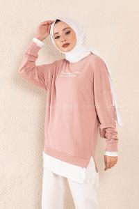 Modalamelif Etek Garnili Sweatshirt Pudra