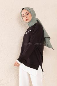 Modalamelif Etek Garnili Sweatshirt Siyah