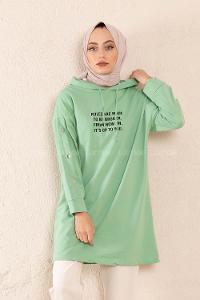 Modalamelif Kolları Çıtçıtlı Sweatshirt Çağla