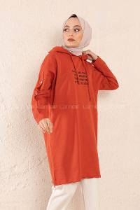 Modalamelif Kolları Çıtçıtlı Sweatshirt Kiremit