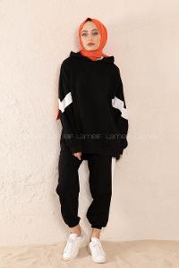 Modalamelif Yanları Şeritli İkili Takım Siyah
